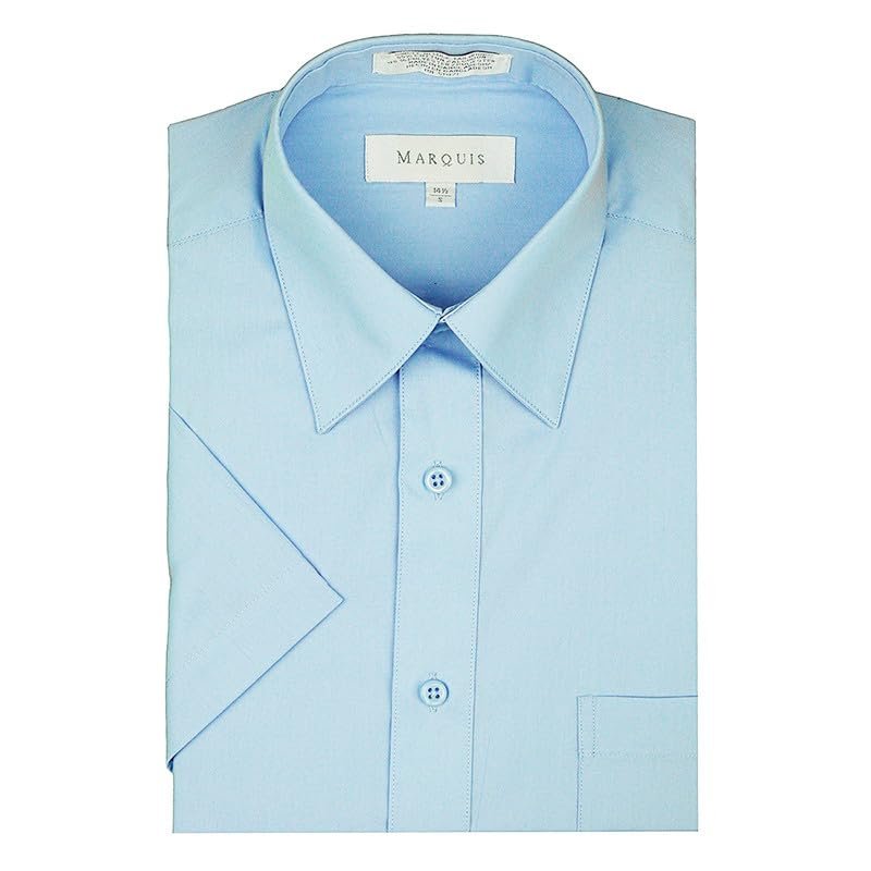 Marquis Men's Classic Fit Short Sleeve Cotton Blend Broadcloth Dress Shirt