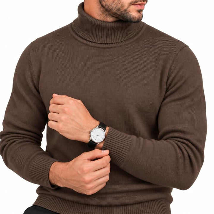 Adam Baker Men's Cotton Blend Turtleneck Sweater, Casual Knitted Pullover Sweater