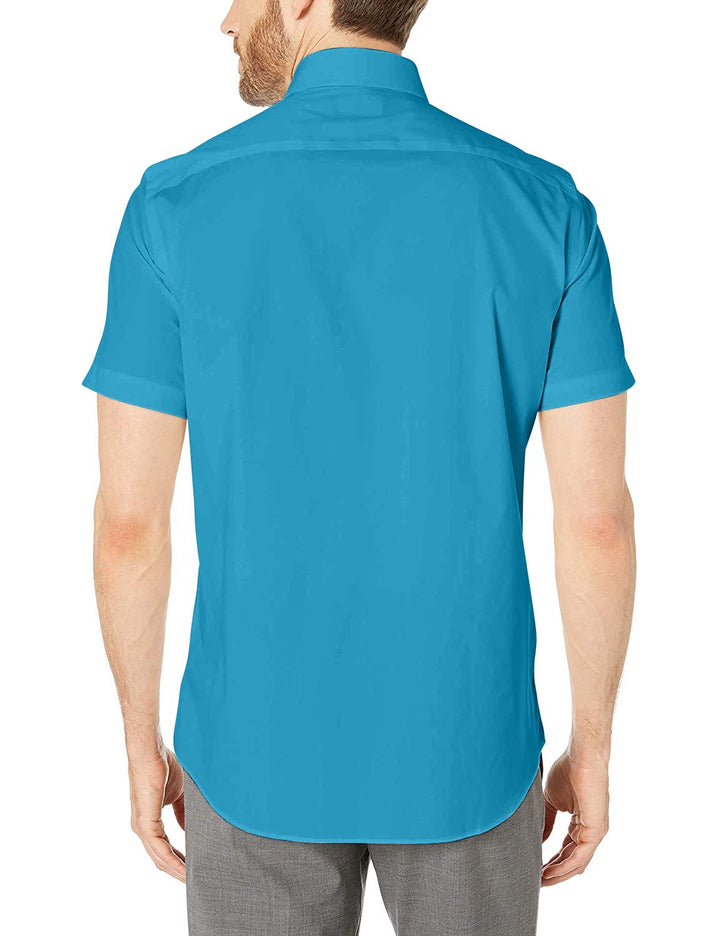 Gentlemens Collection Men's Slim Fit Short Sleeve Easy Care Solid Dress Shirt