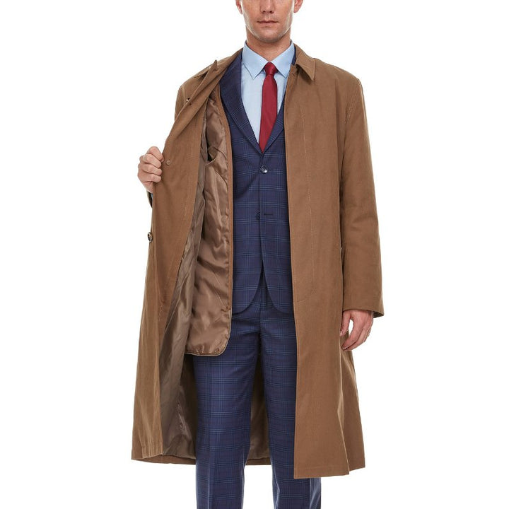 Adam Baker Men's Black & Khakhi Single Breasted Full Length Trench Coat All Year Round Raincoat