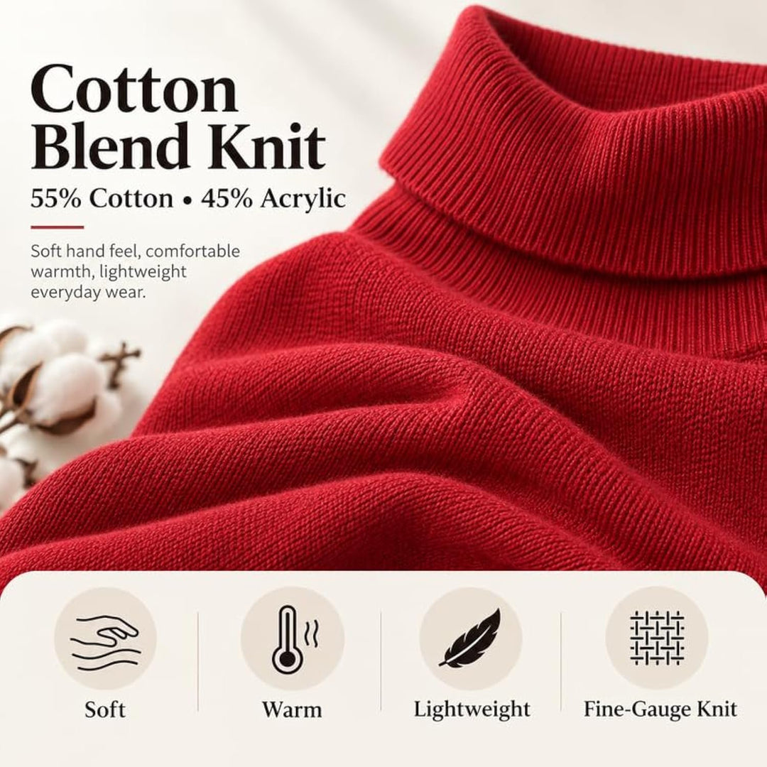 Adam Baker Men's Cotton Blend Turtleneck Sweater, Casual Knitted Pullover Sweater