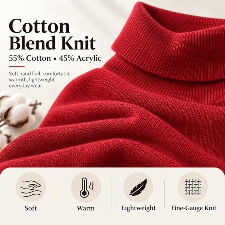 Adam Baker Men's Cotton Blend Turtleneck Sweater, Casual Knitted Pullover Sweater