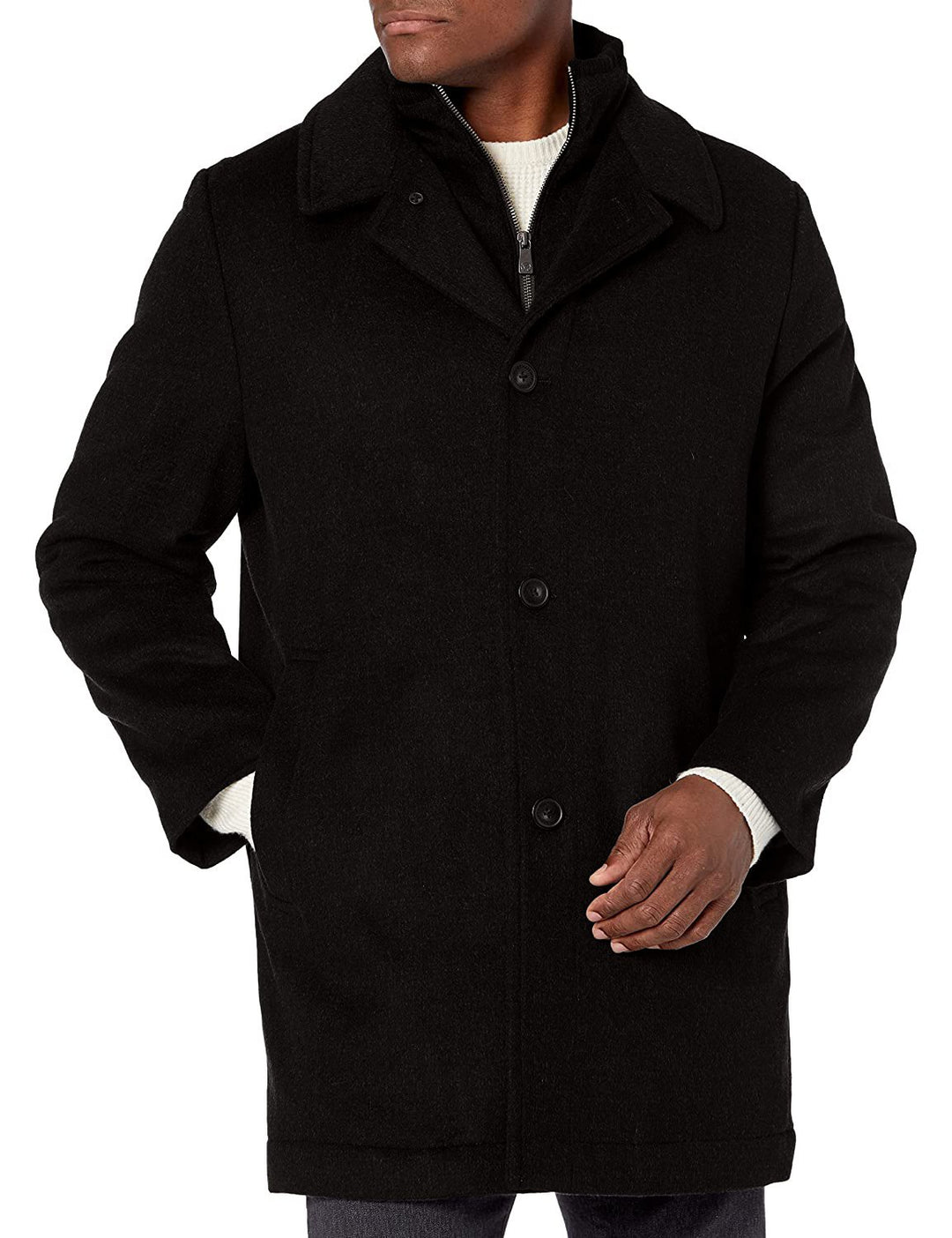 Adam Baker Men's Classic Fit Top Coat Wool Blend Overcoat Car Coat with Bib (Including Big & Tall)