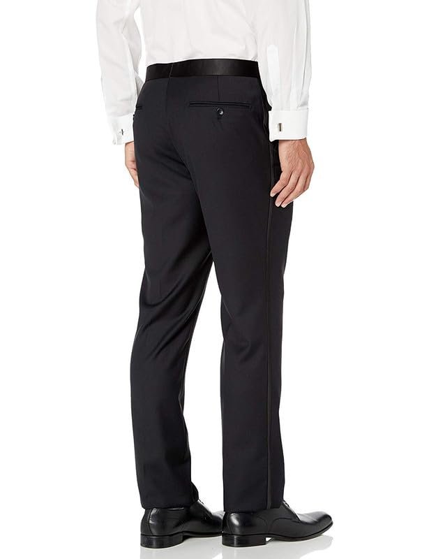Adam Baker Men’s Slim Fit & Classic Fit Tuxedo Pants for Men | Formal Dress Pants | Satin Side Stripe & Hidden Expandable Stretch Waistband