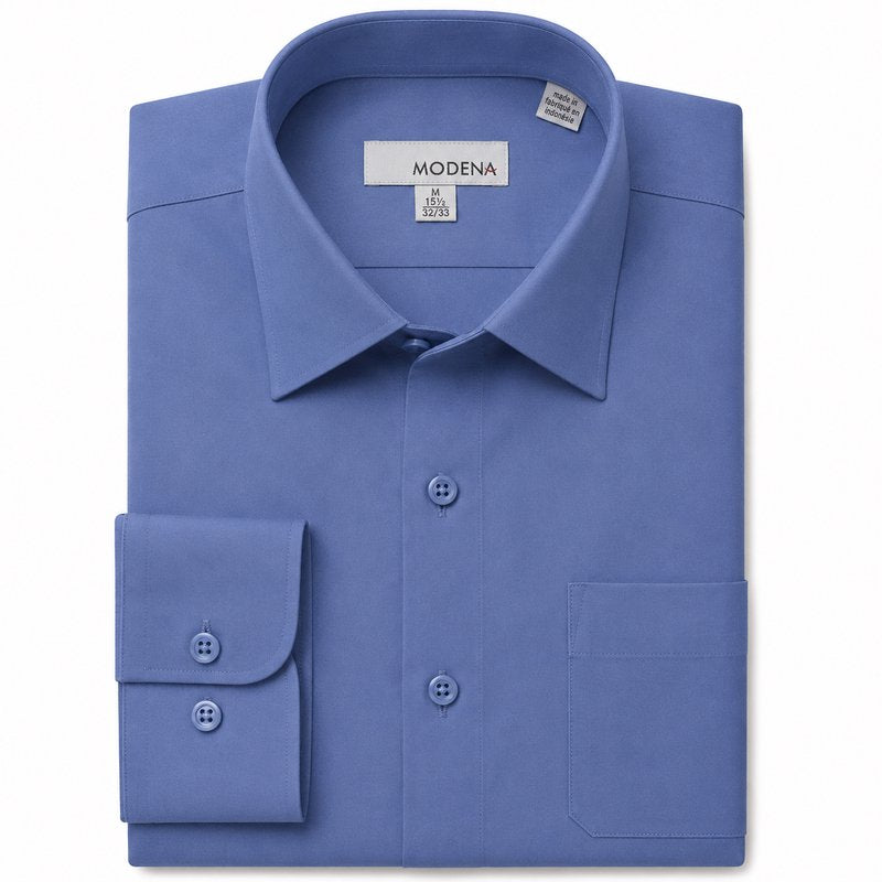 Modena Men's Regular Fit Long Sleeve Solid Dress Shirt
