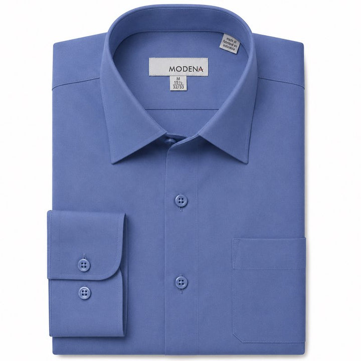 Modena Men's Regular Fit Long Sleeve Solid Dress Shirt