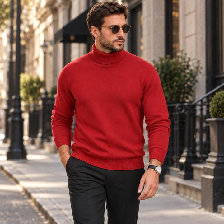 Adam Baker Men's Cotton Blend Turtleneck Sweater, Casual Knitted Pullover Sweater
