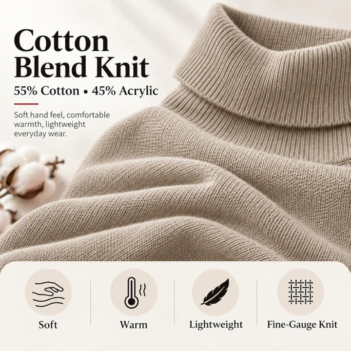 Adam Baker Men's Cotton Blend Turtleneck Sweater, Casual Knitted Pullover Sweater