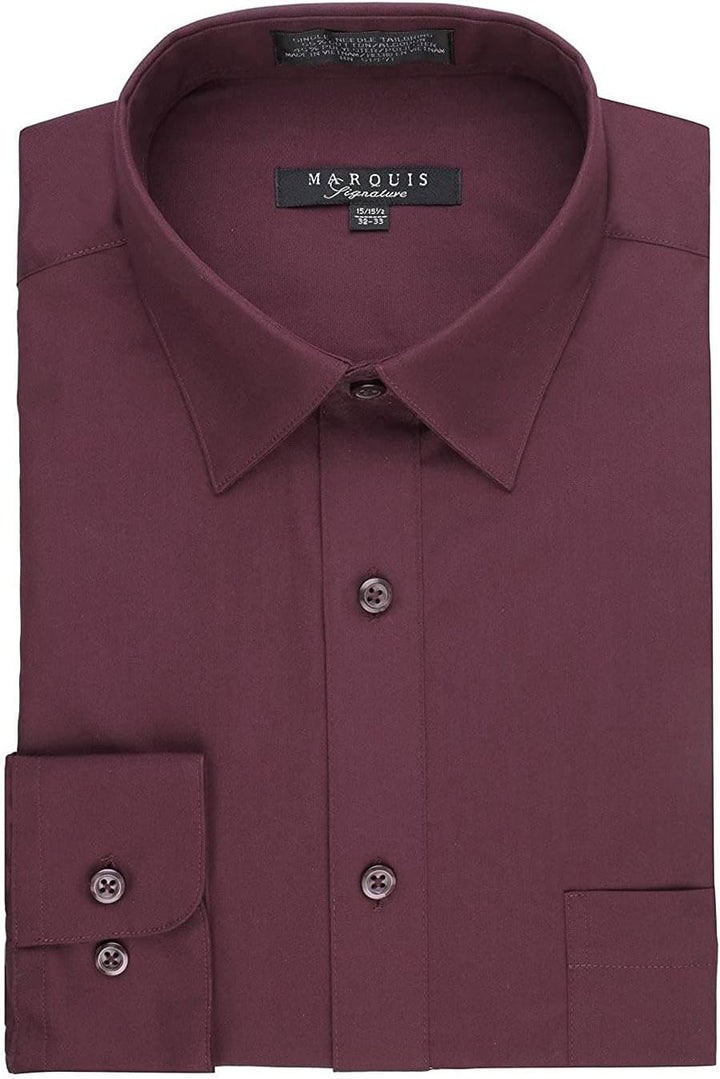 Marquis Men's Regular Fit Long Sleeve Wrinkle-Resistant Cotton Blend Solid Dress Shirt - Including Big and Tall