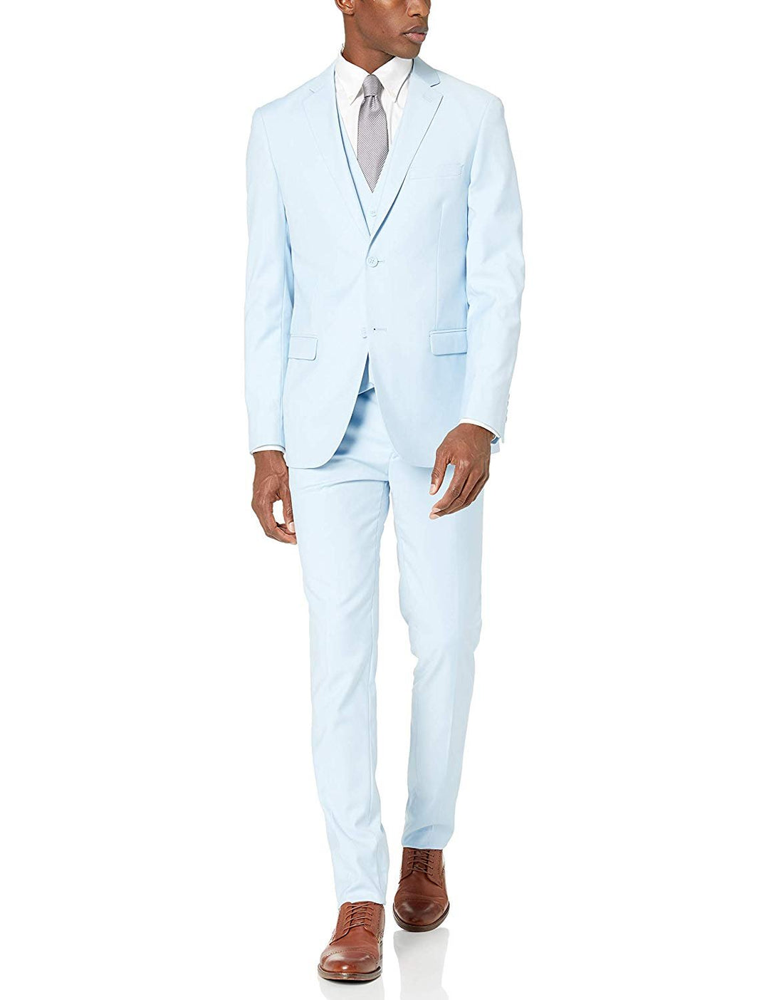 Adam Baker Men's 3-Piece Single Breasted Slim Fit 2-Button Vested Dress Suit Set - CLEARANCE - FINAL SALE !!