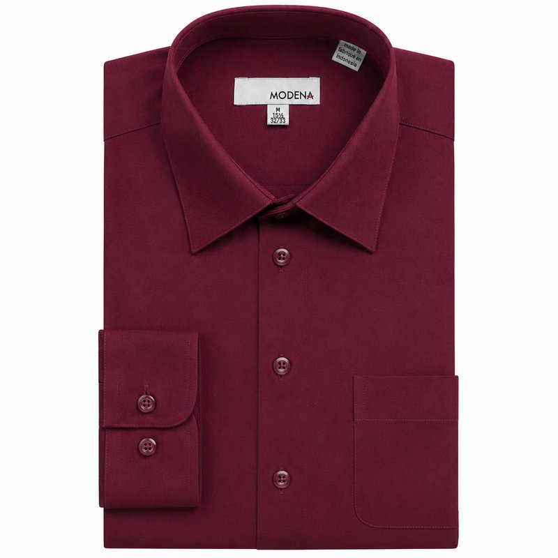 Modena Men's Regular Fit Long Sleeve Solid Dress Shirt