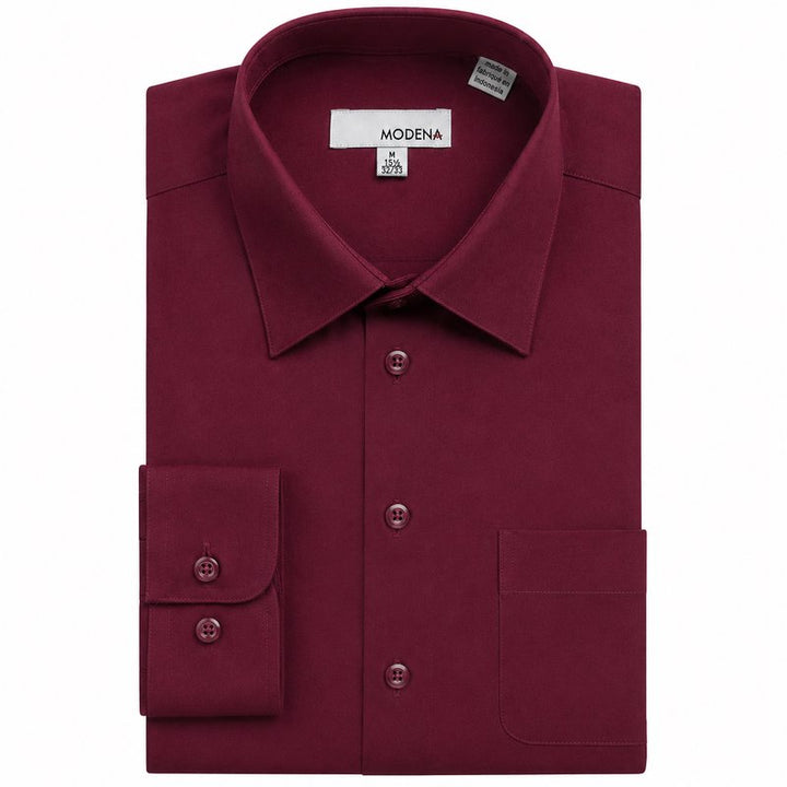 Modena Men's Regular Fit Long Sleeve Solid Dress Shirt