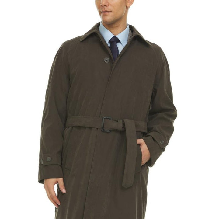 Adam Baker Men's Olive & Navy Single Breasted Full Length Trench Coat All Year Round Raincoat