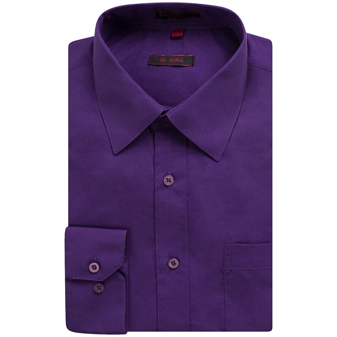 Art Hoffman Men's Regular Fit Long Sleeve Solid Dress Shirt- Many Colors