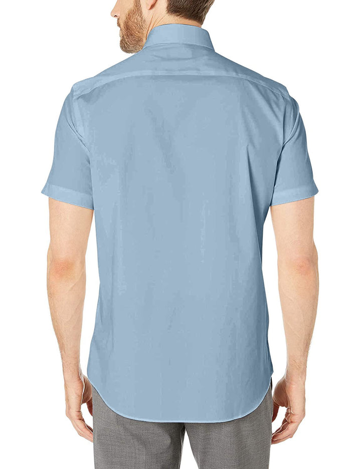 Gentlemens Collection Men's Slim Fit Short Sleeve Easy Care Solid Dress Shirt