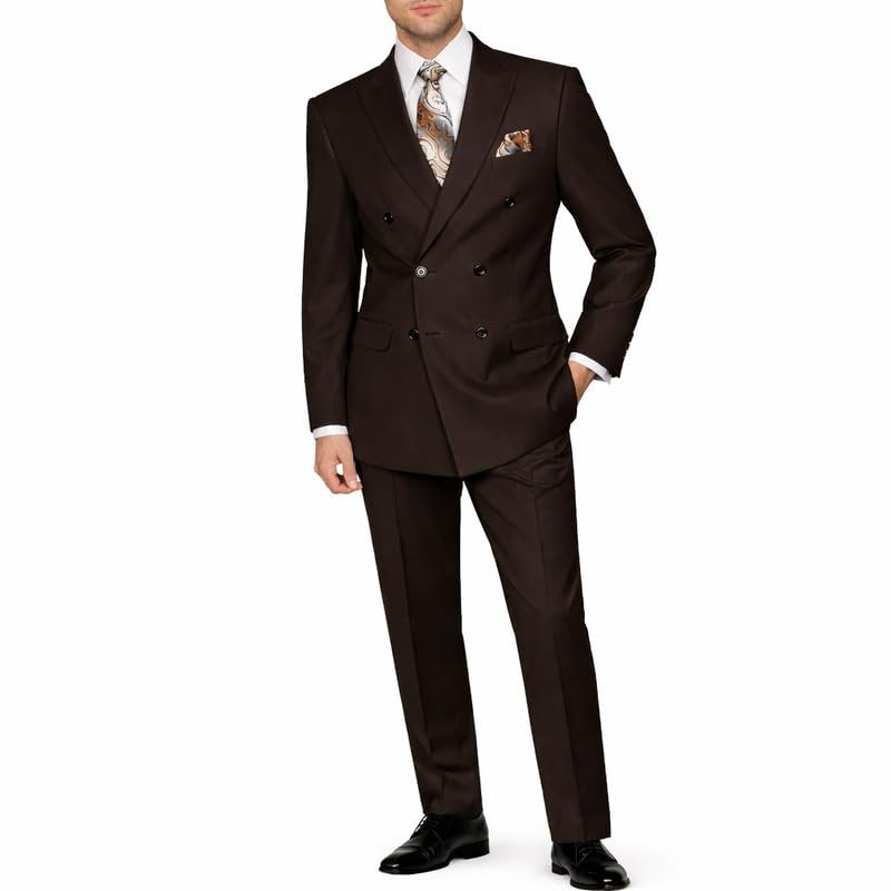 Adam Baker Men's Modern Fit Double Breasted Wool 2-Piece Suit Set | Jacket & Pants