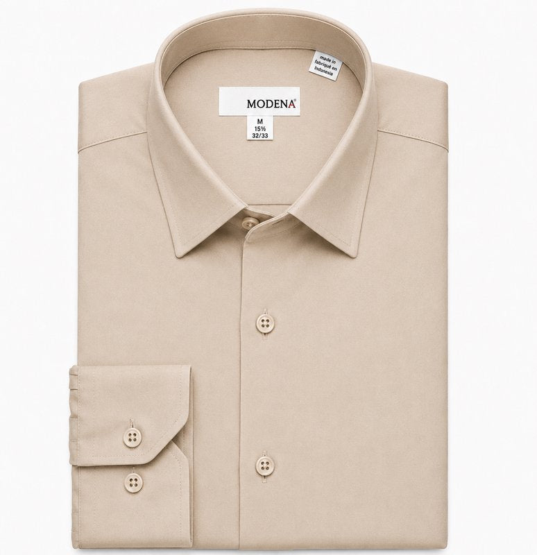 Modena Men’s Contemporary (Slim) Fit Long Sleeve Solid Dress Shirt