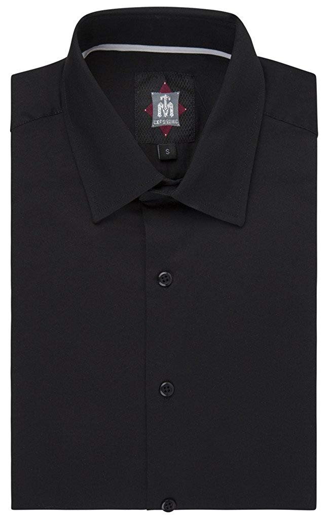 TM Exposure Men's Slim Fit Long Sleeve Cotton/Spandex Sateen Stretch Dress Shirt - Many Colors Available - CLEARANCE - FINAL SALE