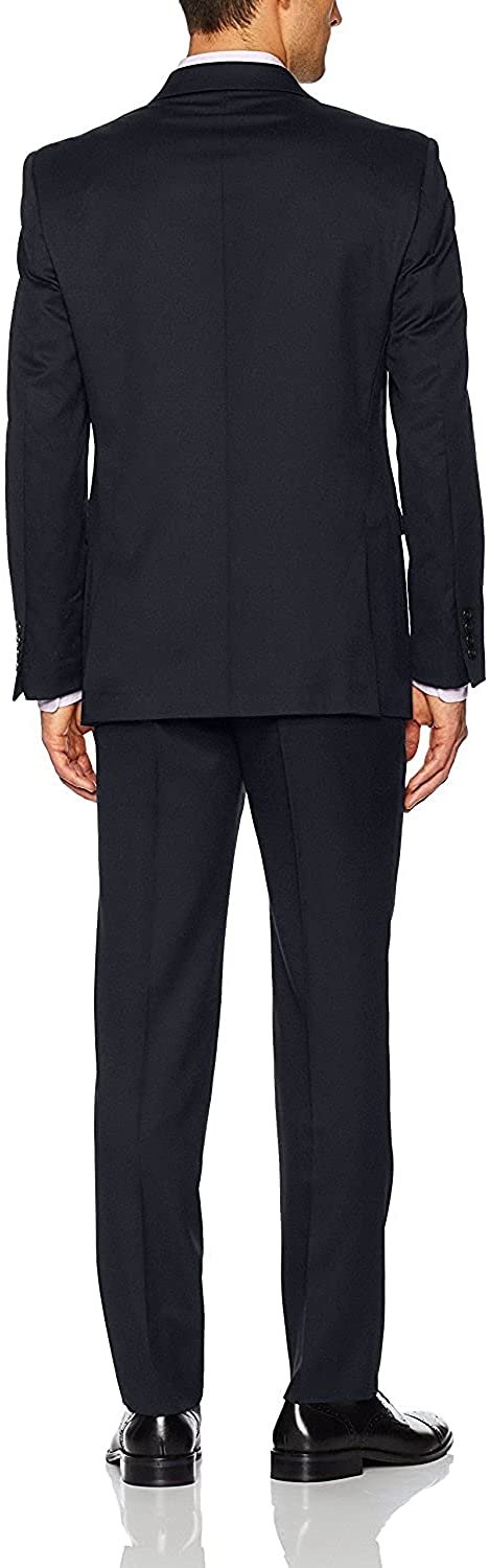 Adam Baker Men's Slim Fit Luxury Super 120's 100% Merino Wool 2-Piece Suit (Jacket & Trousers)