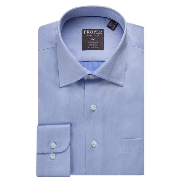 Proper Men's Regular Fit Wrinkle Free Solid Cotton Dress Shirt - Available in Colors