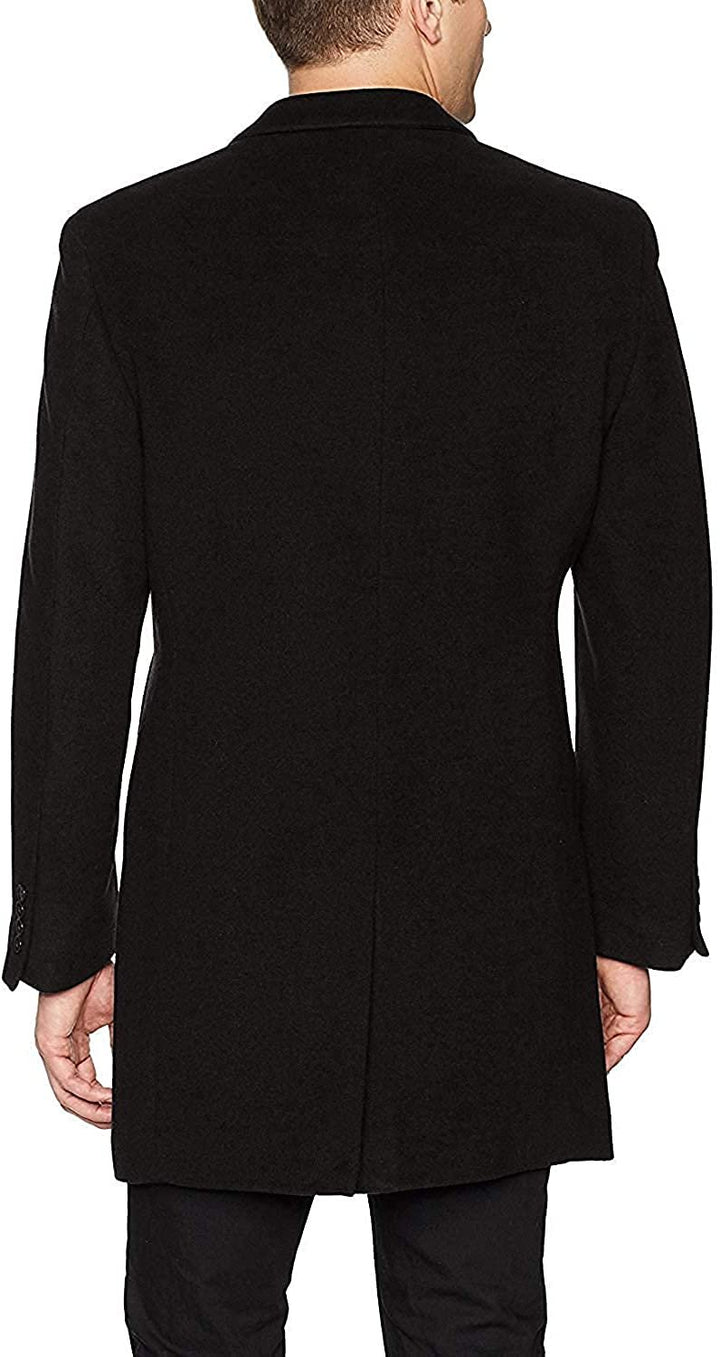 Adam Baker Men's 38” Length Overcoat Luxury Wool Cashmere Single Breasted Classic Top Coat