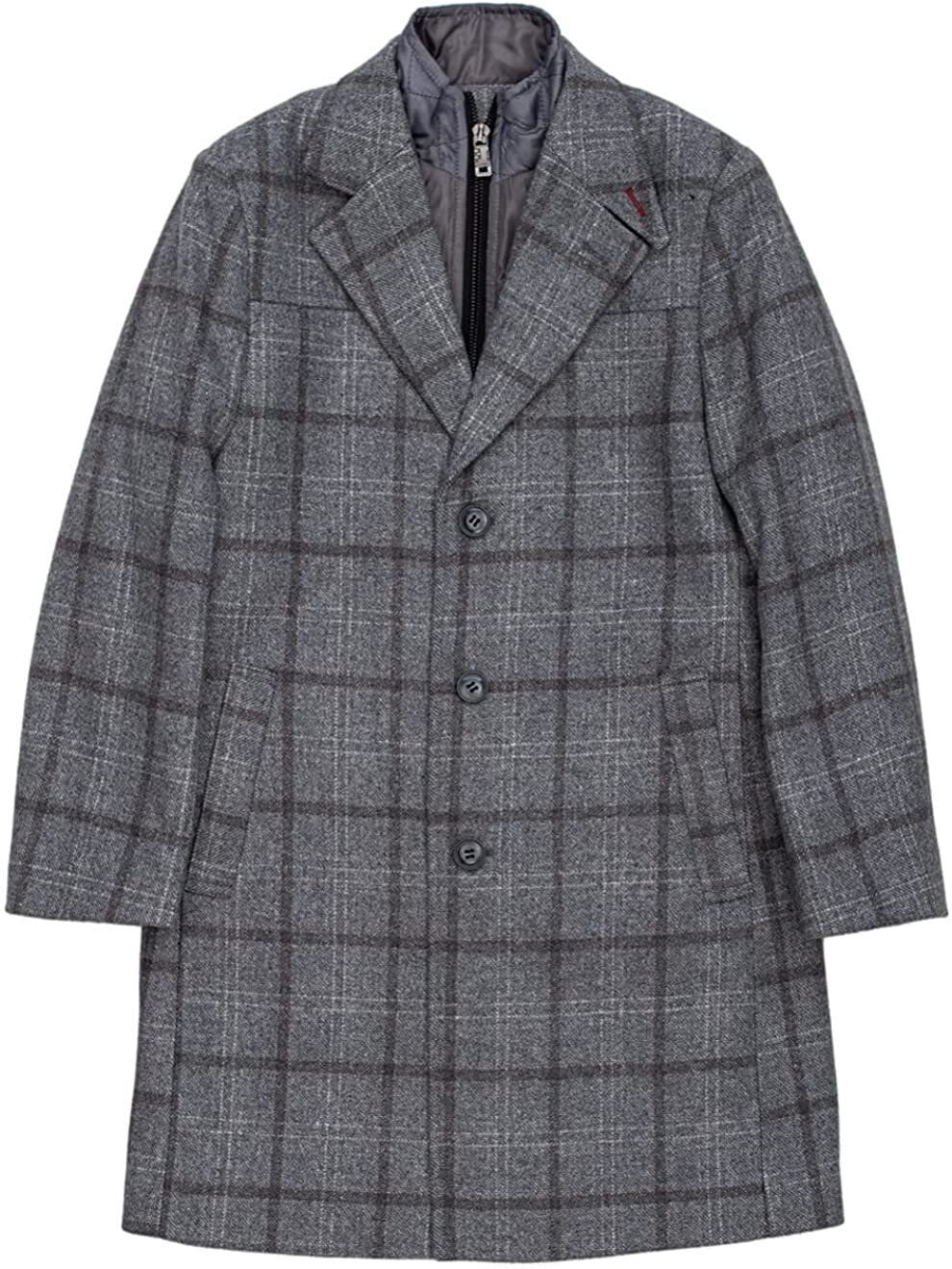 Isaac Mizrahi Boy's 2-20 Single Breasted Quilt Lined Wool-Blend Overcoat with Bib
