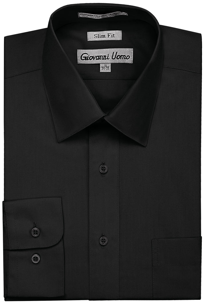 Gentlemens Collection Men's Slim  Fit Long Sleeve Solid Dress Shirt