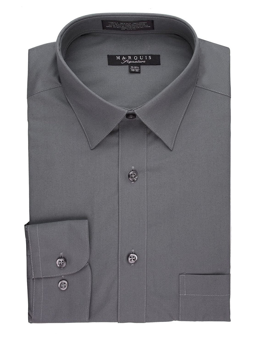 Marquis Men's Regular Fit Long Sleeve Wrinkle-Resistant Cotton Blend Solid Dress Shirt - Including Big and Tall