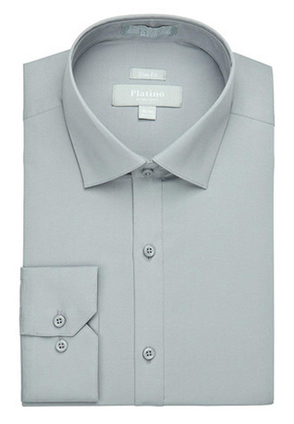 Marquis Platino Men's Slim Fit Cotton Stretch Long Sleeve Dress Shirt - CLEARANCE - FINAL SALE