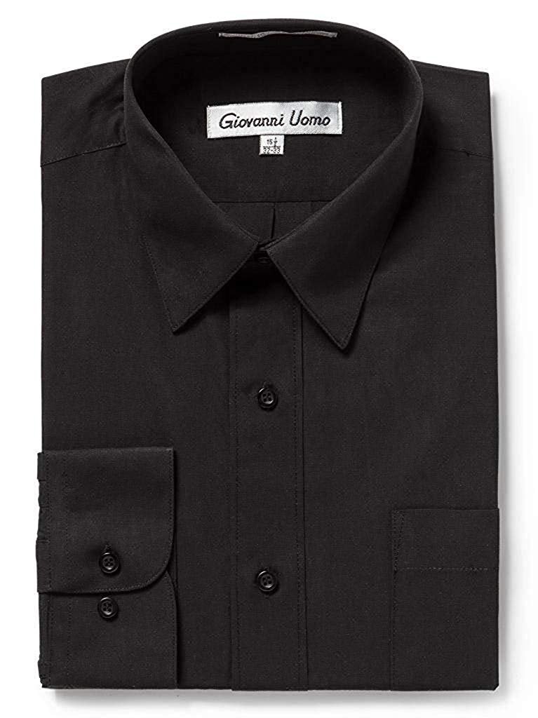 Gentlemens Collection Men's Regular Fit Long Sleeve Solid Dress Shirt