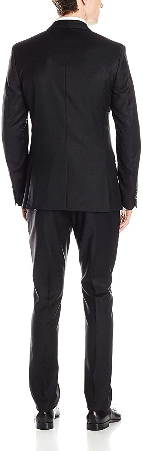 Adam Baker Men's Slim Fit Luxury Super 120's 100% Merino Wool 2-Piece Suit (Jacket & Trousers)