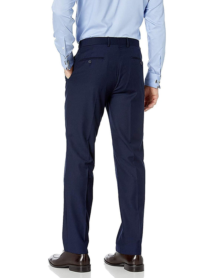 Adam Baker Men's Slim-Fit Flat-Front 100% Wool Dress Pants