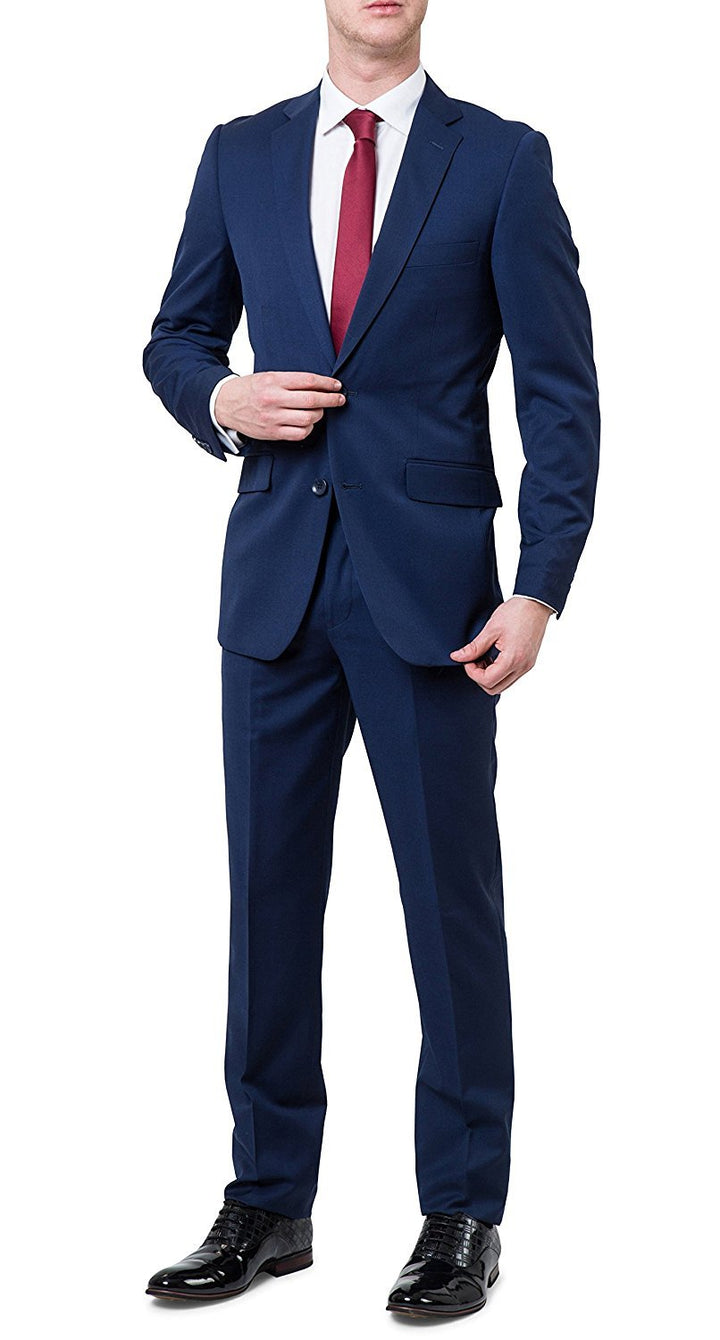 Vincenzi Men's Slim Fit Single-Breasted Notch Lapel 2-Piece Solid Suit Set - CLEARANCE - FINAL SALE