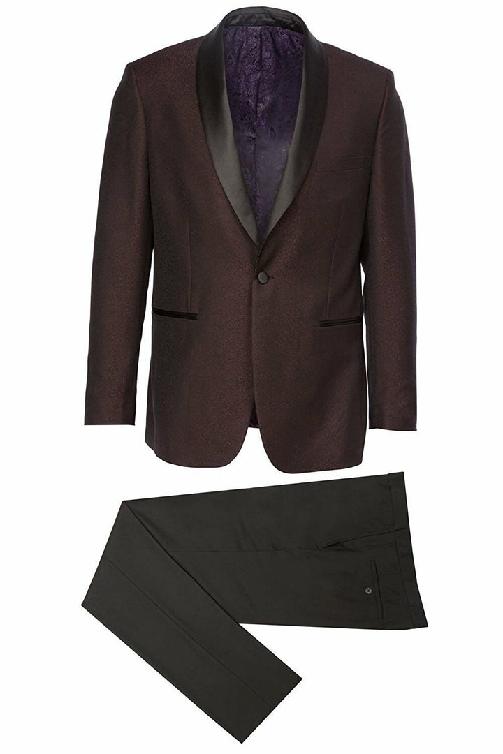Giorgio Sanetti Men's Modern Fit One Button Satin Shawl Collar Tuxedo Suit- Colors - CLEARANCE, FINAL SALE!