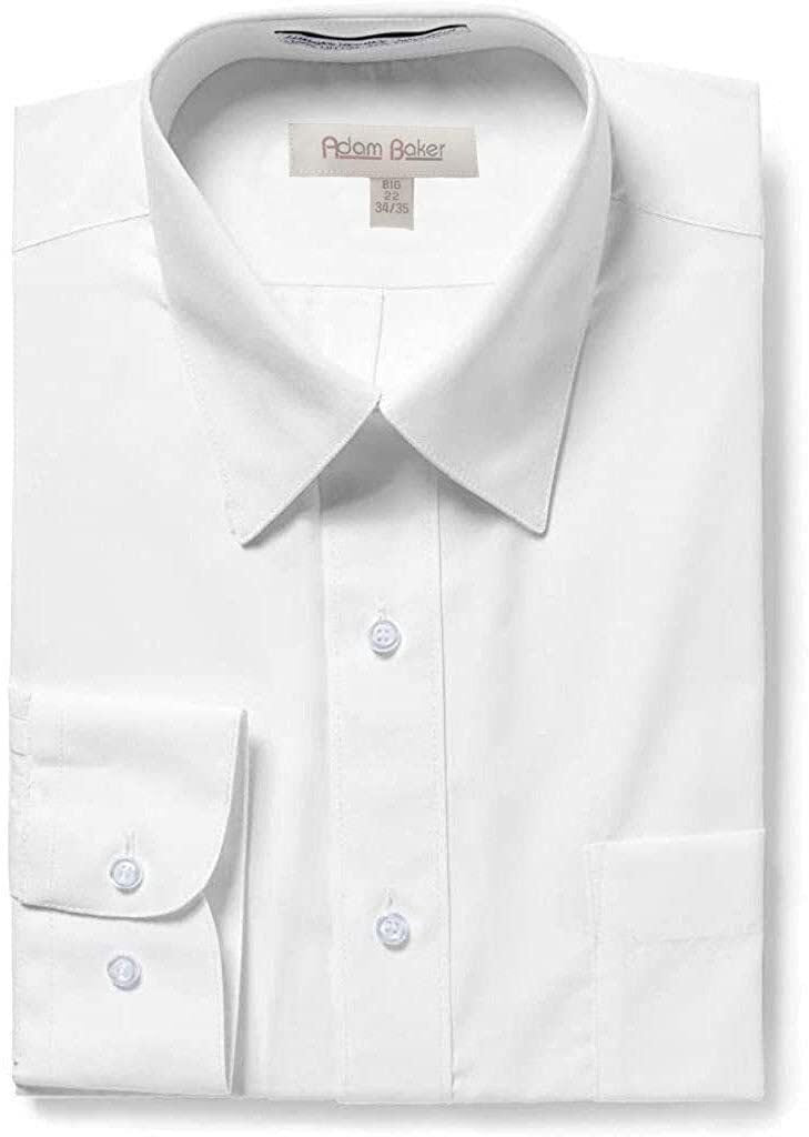 big and tall white dress shirt long sleeve Adam Baker Men’s & Button Cuff Formal Solid Button Cuff / 18