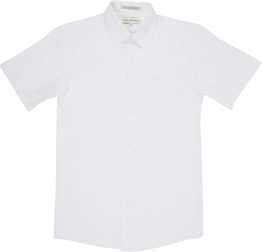 Paul Bernado Boy's Slim Fit Short Sleeve Pique Design Dress Shirt - CLEARANCE - FINAL SALE