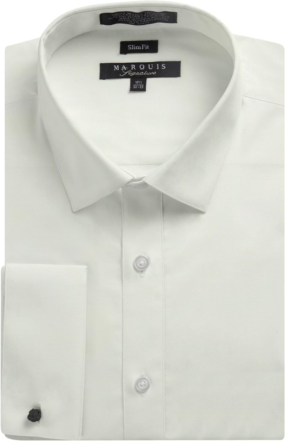 Marquis Men's Slim Fit French Cuff Cotton Blend Solid Dress Shirt