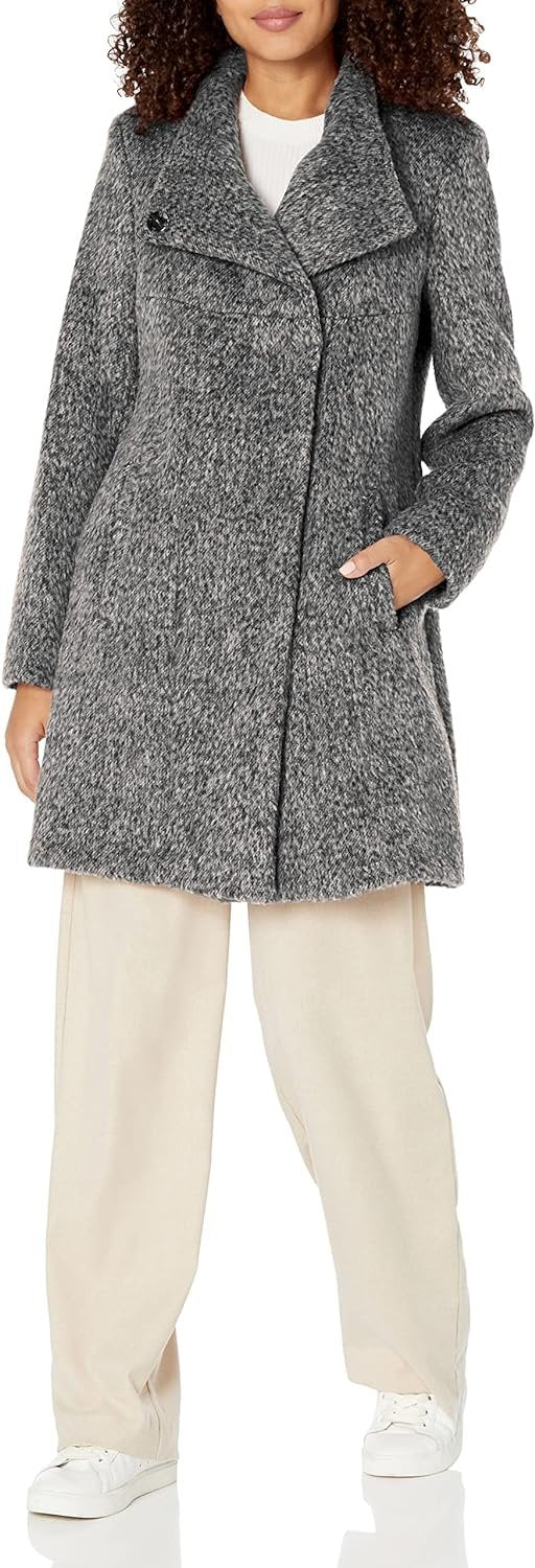 Kenneth Cole Women's Asymmetrical Pressed Boucle Wool Coat