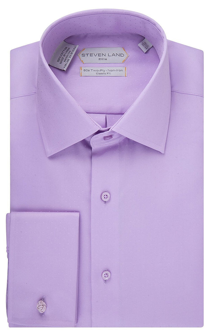 Steven Land Elite Men's Classic Fit French Cuff Non Iron Dot Printed Cotton Dress Shirt - Colors - CLEARANCE, FINAL SALE!