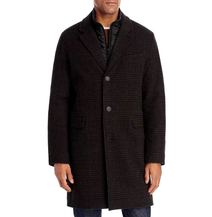 Marc New York by Andrew Marc Men's 38" Rigel Wool Coat Stand Collar Jacket with Removable Quilted Bib Insert