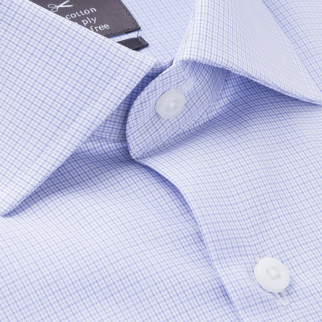 Proper Men's Slim Fit Long Sleeve Mini Check Wrinkle Free Cotton Dress Shirt - Colors