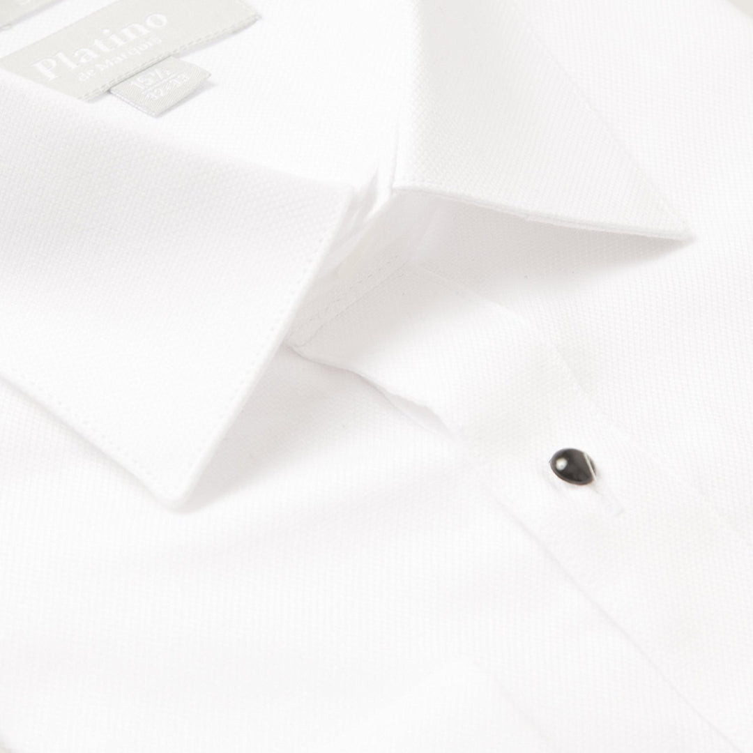Marquis Platino Men's Formal Textured Regular Fit French Cuff Laydown Collar 100% Cotton Tuxedo Shirt