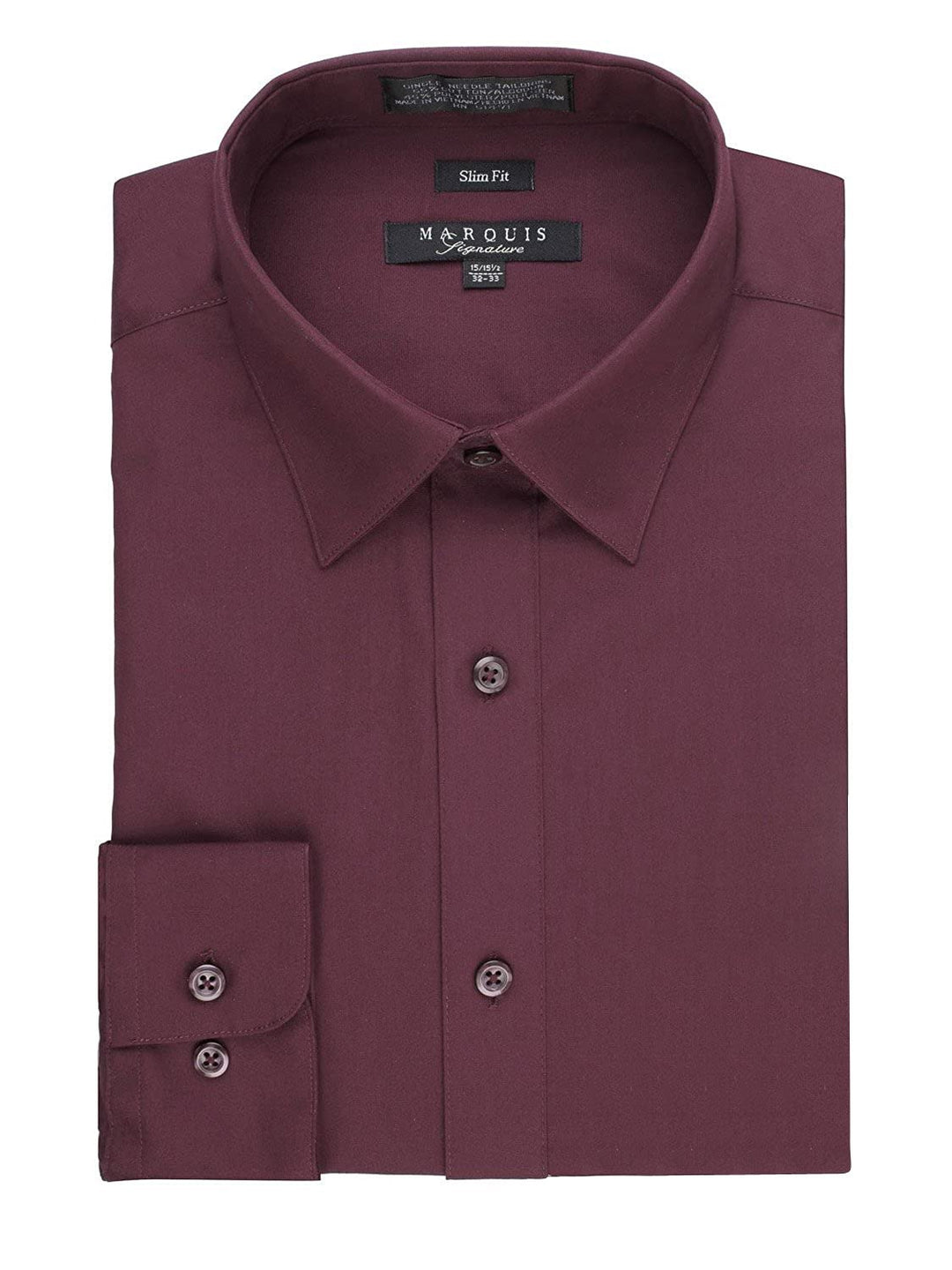 Marquis Men's Basic Slim Fit Dress Shirt Burgundy / 18.5" Neck 36/37" Sleeve Marquis Men's Basic Slim Fit Dress Shirt Burgundy / 18.5" Neck 36/37" Sleeve