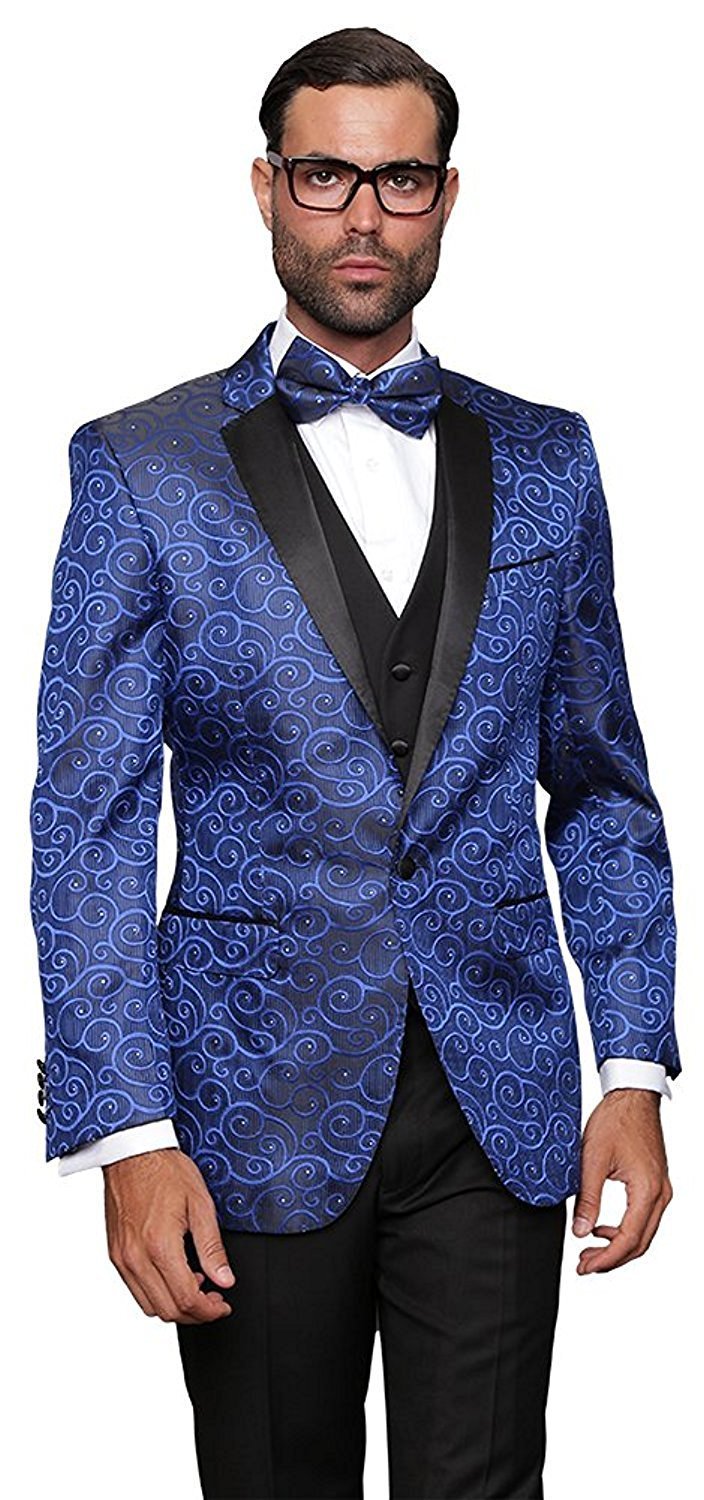 Statement Men's Paisley Design Modern Fit 3-Piece Luxury Tuxedo Suit Set - Colors - CLEARANCE, FINAL SALE!