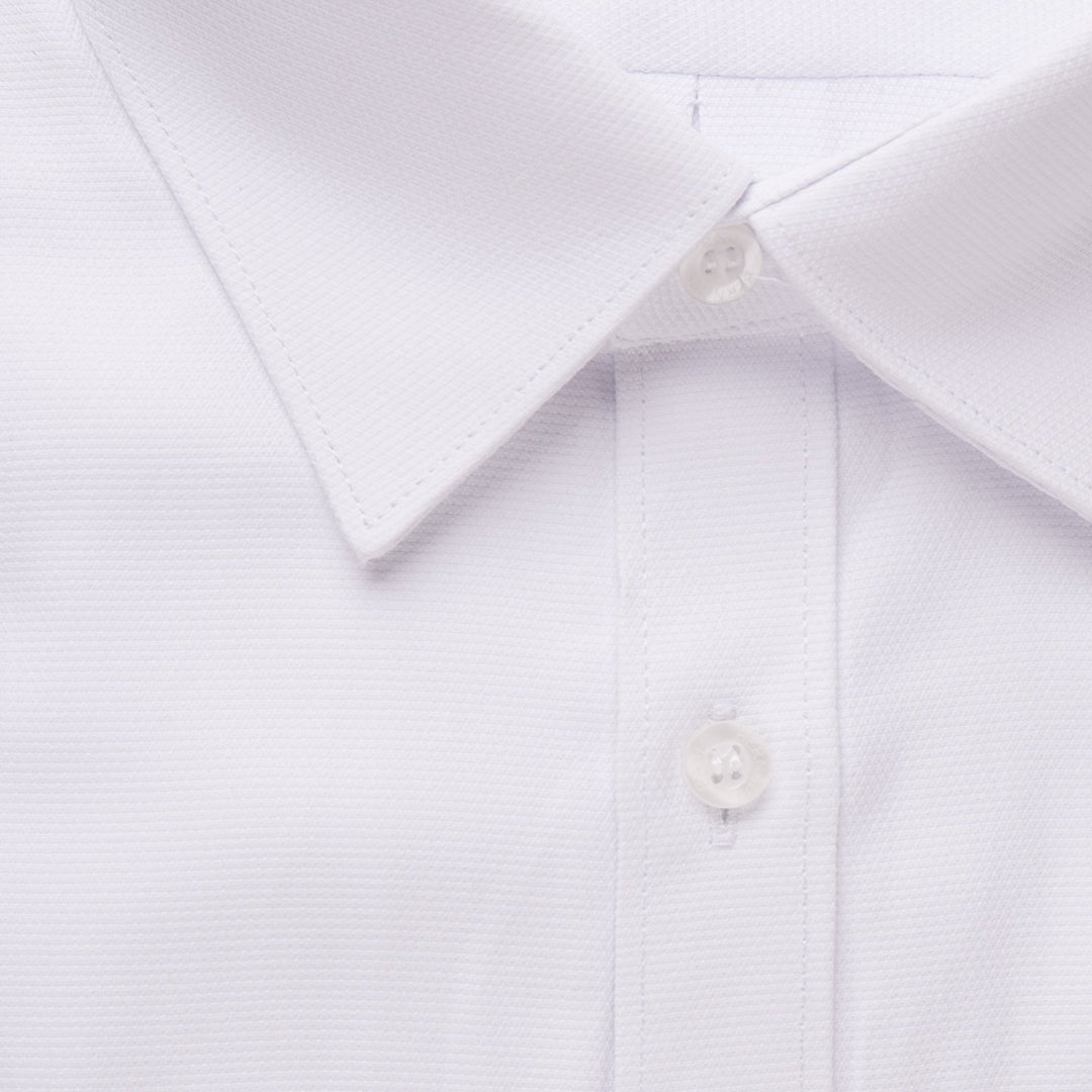 Paul Bernado Boy's Slim Fit Long Sleeve Pique Design Dress Shirt White - CLEARANCE