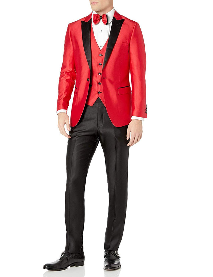 Adam Baker Mens 3-Piece Slim Fit Peak Lapel Formal Tuxedo Suit Set - Colors