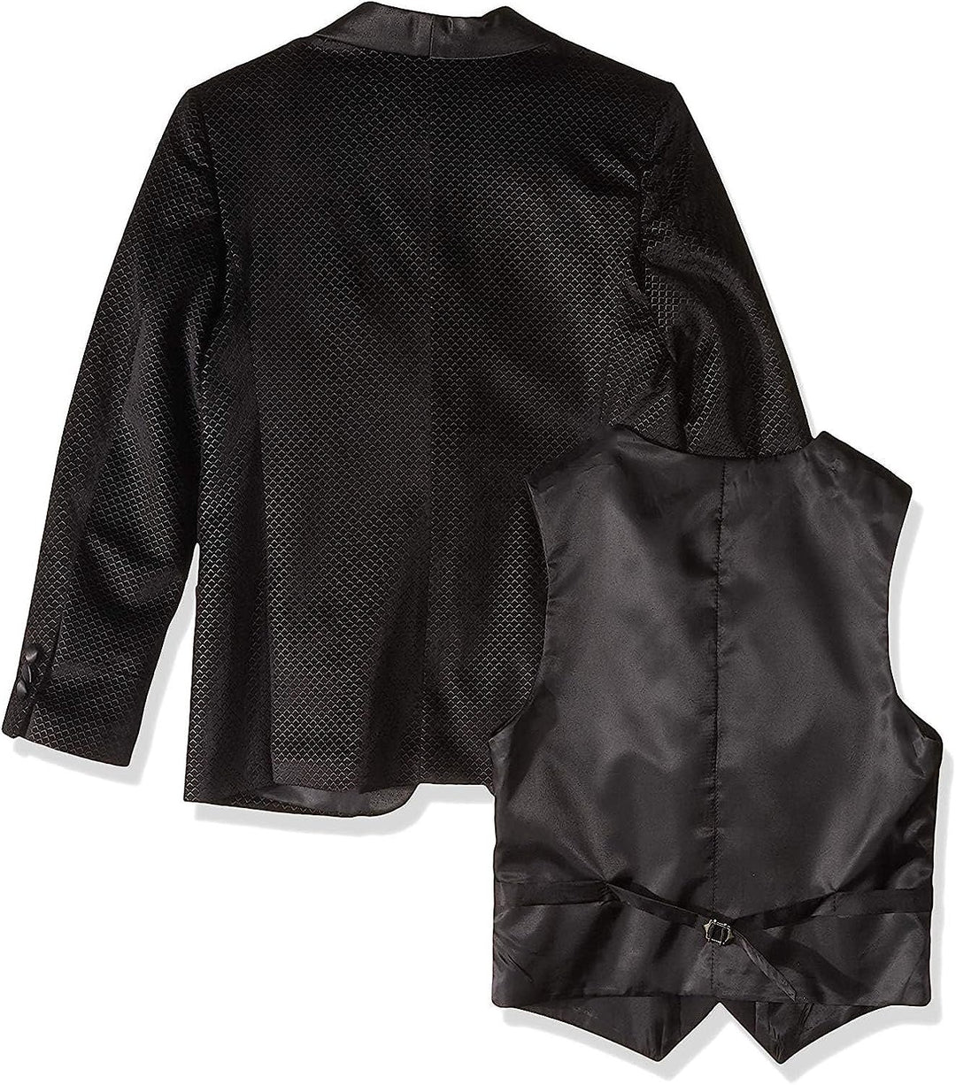AXNY Boy's Slim Fit 3-Piece (Jacket Vest Trousers) Satin Shawl Collar Formal Textured Tuxedo Suit Set