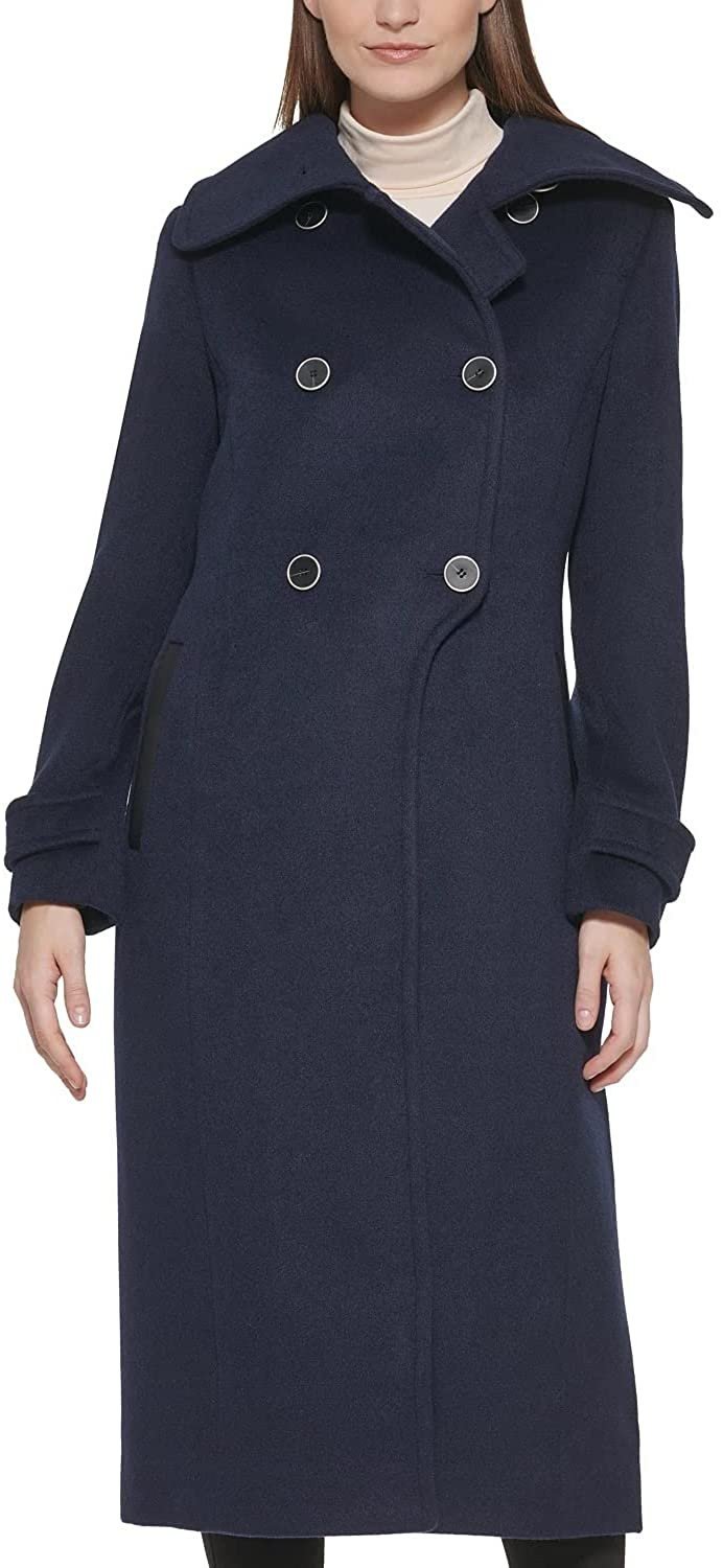 Kenneth Cole New York Womenâ€™s Double Breasted Luxury Wool-Blend Full Length Maxi Coat