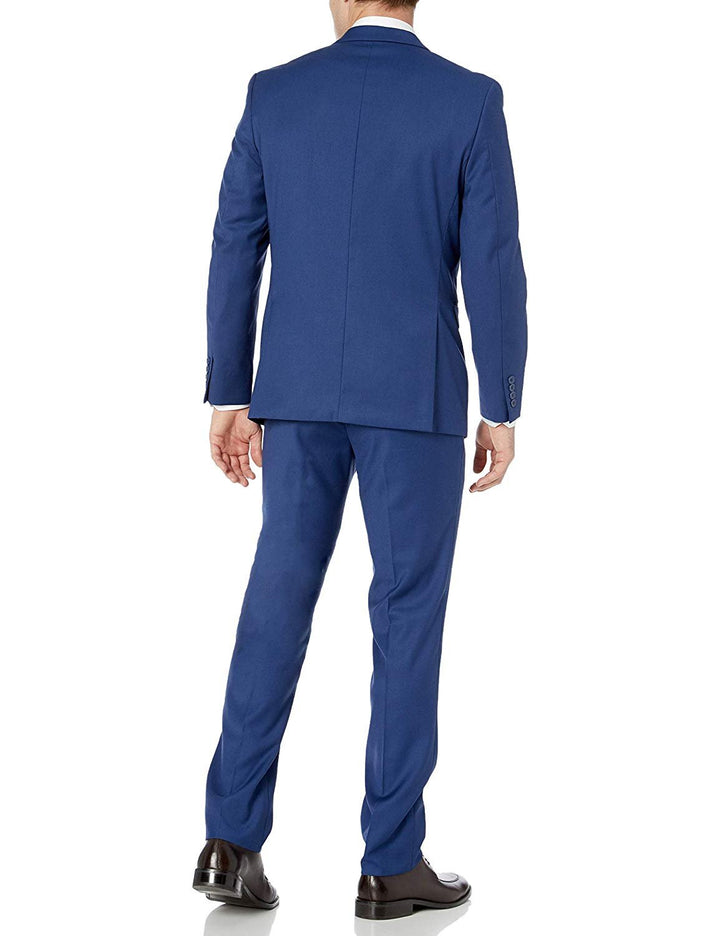 Adam Baker Men's Slim Fit 3-Piece (Jacket, Vets, Trousers) Vested Suit Set Indigo Blue