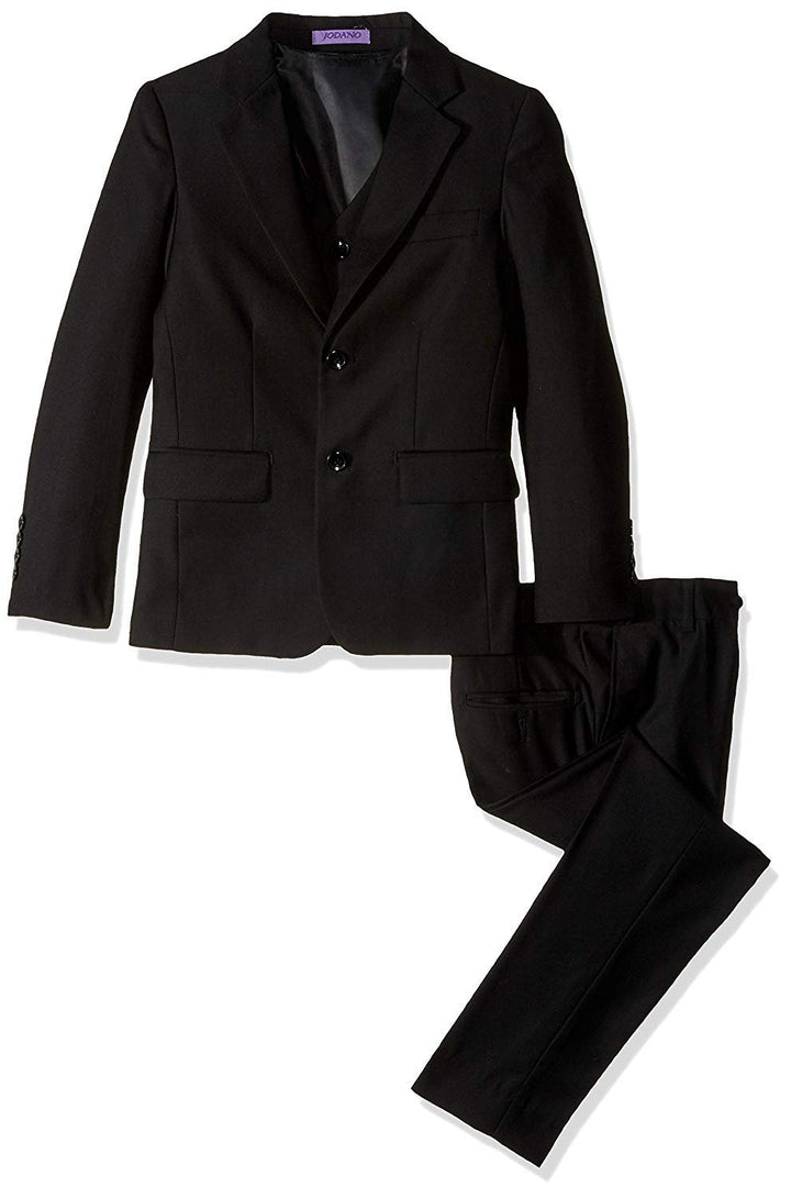 Jodano Boy's Formal 3 Piece (Jacket Vest Pants) Natural Stretch Slim Fit Dress Suit Set - Colors